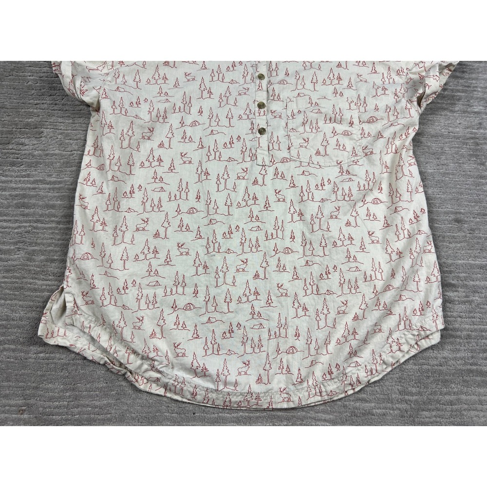 Columbia Shirt Womens XL Cream Red Pine Tree Nature Hemp Cotton Button Up Top - Picture 3 of 12